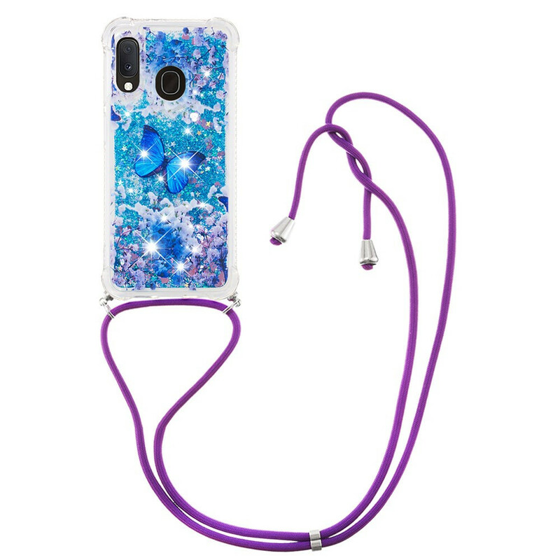 Samsung Galaxy A20e Funda de mariposa con purpurina