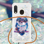 Samsung Galaxy A20e Funda de cuerda con purpurina Miss Owl