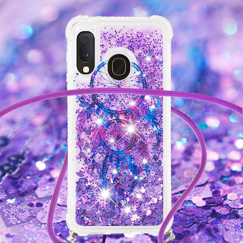 Samsung Galaxy A20e Funda de cuerda con purpurina Dreamcatcher