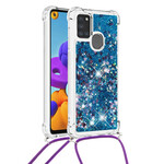 Funda de purpurina con cordón para el Samsung Galaxy A21s