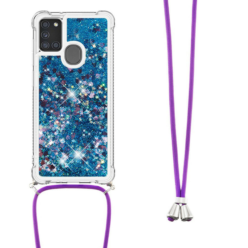 Funda de purpurina con cordón para el Samsung Galaxy A21s