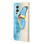 Funda Mariposa OnePlus Nord 2 5G Azul y Amarillo
