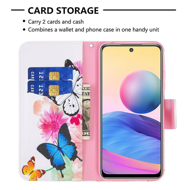 Xiaomi Redmi Note 10 5G / Poco M3 Pro 5G Funda Mariposas y Flores