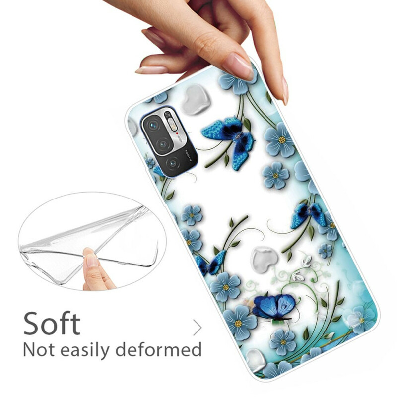 Xiaomi Redmi Note 10 5G / Poco M3 Pro 5G Funda Mariposas y Flores Retro