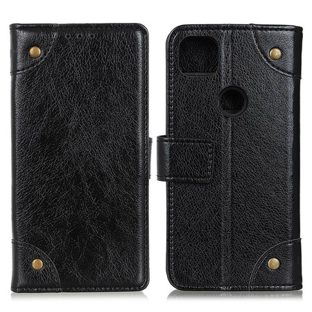 Funda de cuero para el Google Pixel 5A 5G estilo napa con remaches vintage
