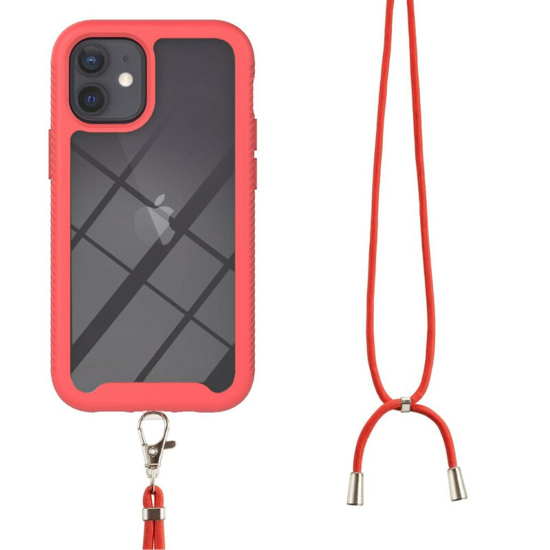 Funda híbrida para iPhone 12 Mini con cordón y bisel de color