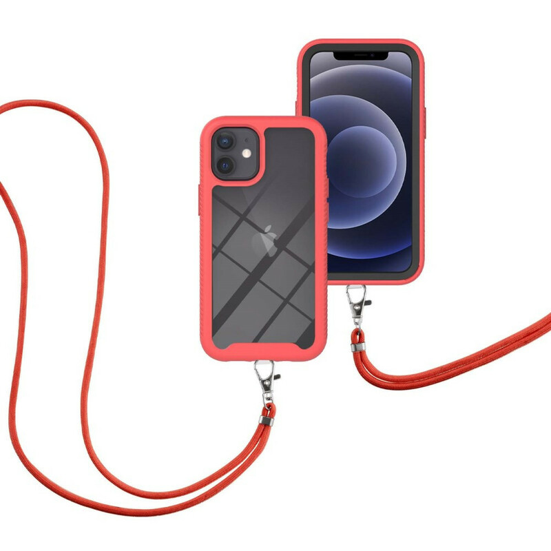 Funda híbrida para iPhone 12 Mini con cordón y bisel de color