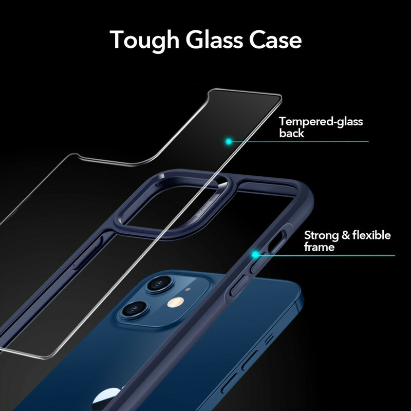 Funda iPhone 12 Mini Parte trasera de cristal y bordes de silicona