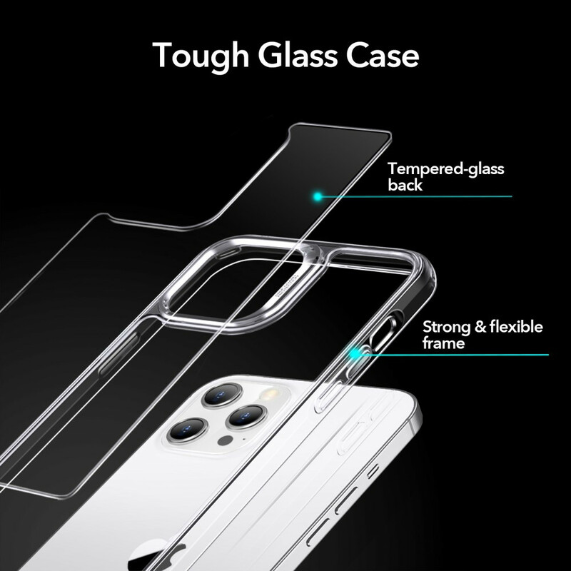 Funda iPhone 12 / 12 Pro Parte trasera de cristal y bordes de silicona