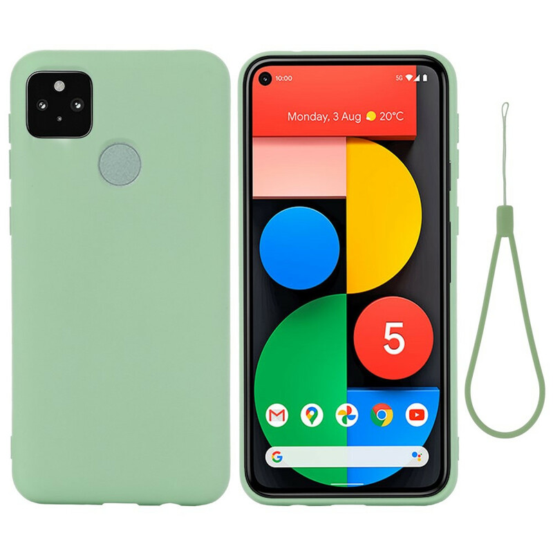 Funda de silicona líquida con colgante para el Google Pixel 5A 5G