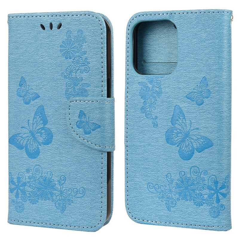 Funda para iPhone 13 Mini Splendid Butterflies con colgante