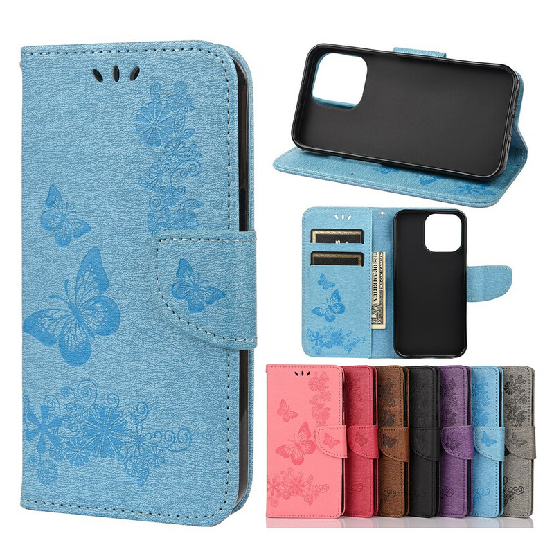 Funda para iPhone 13 Mini Splendid Butterflies con colgante