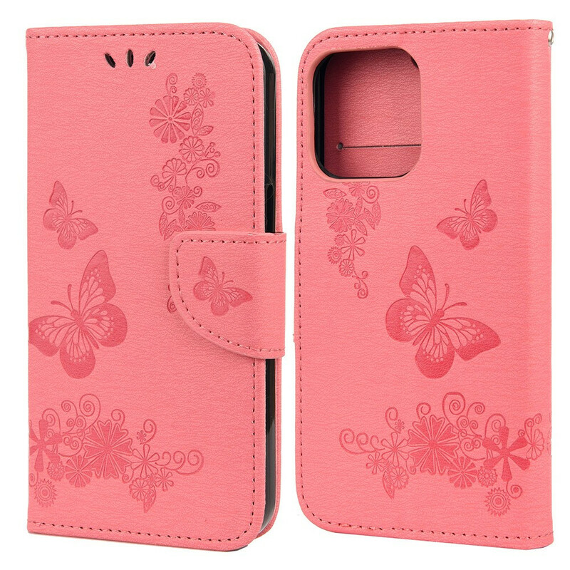 Funda para iPhone 13 Mini Splendid Butterflies con colgante