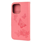 Funda para iPhone 13 Mini Splendid Butterflies con colgante