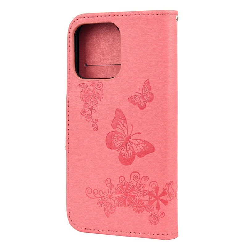 Funda para iPhone 13 Mini Splendid Butterflies con colgante