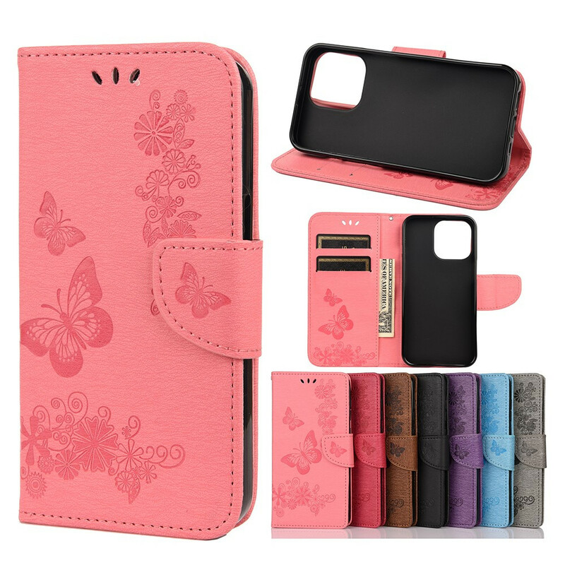 Funda para iPhone 13 Mini Splendid Butterflies con colgante