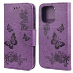 Funda para iPhone 13 Mini Splendid Butterflies con colgante
