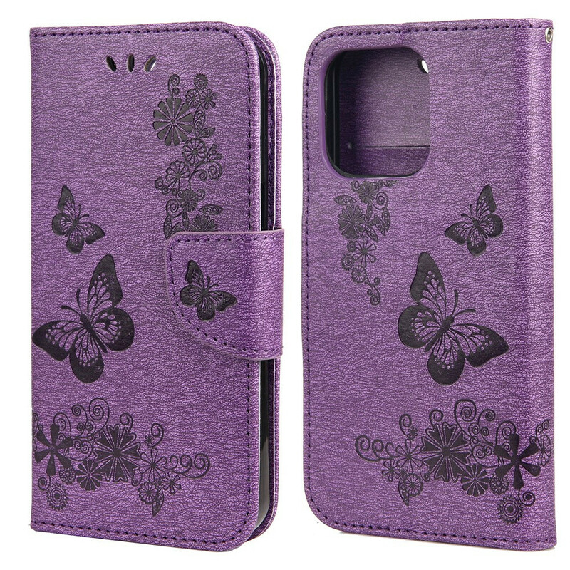 Funda para iPhone 13 Mini Splendid Butterflies con colgante