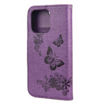 Funda para iPhone 13 Mini Splendid Butterflies con colgante