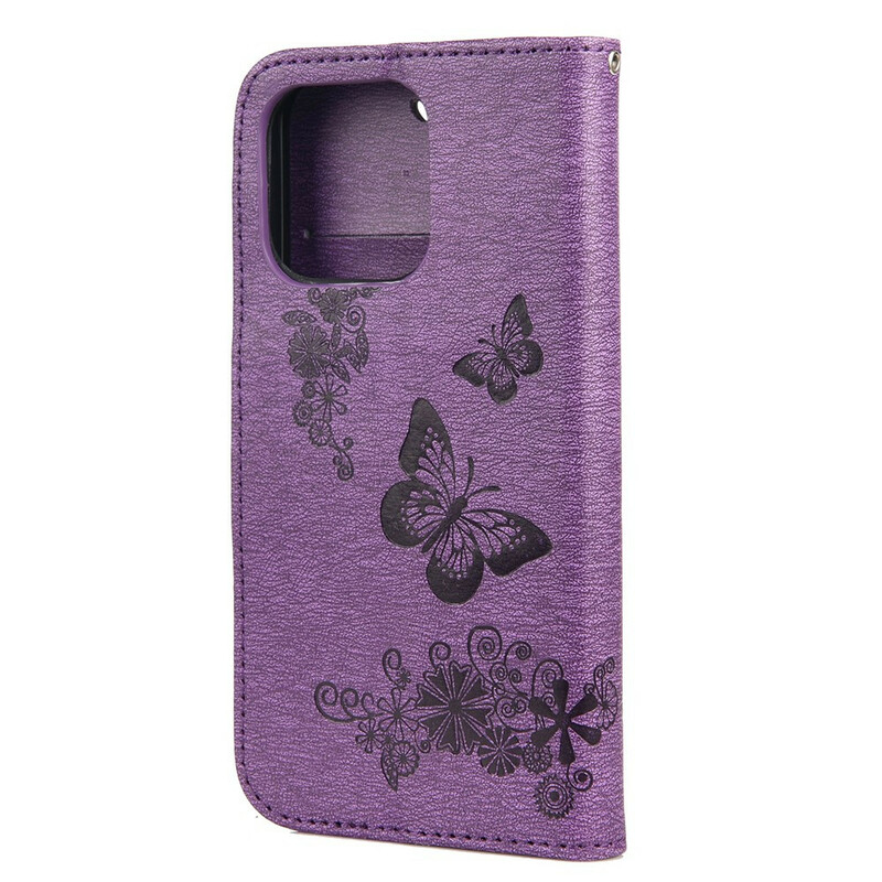 Funda para iPhone 13 Mini Splendid Butterflies con colgante