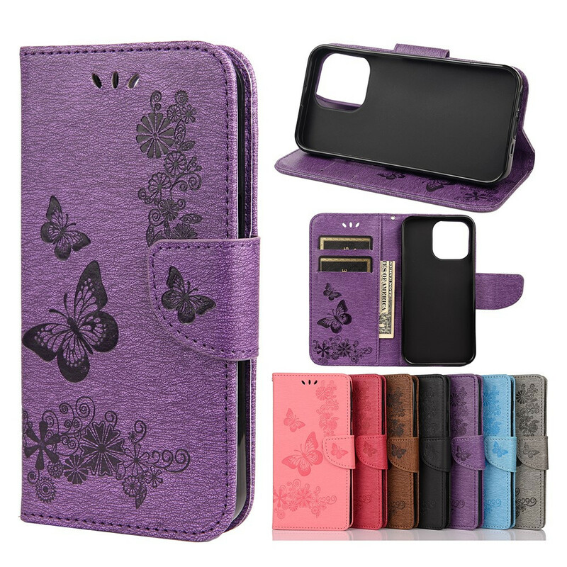 Funda para iPhone 13 Mini Splendid Butterflies con colgante