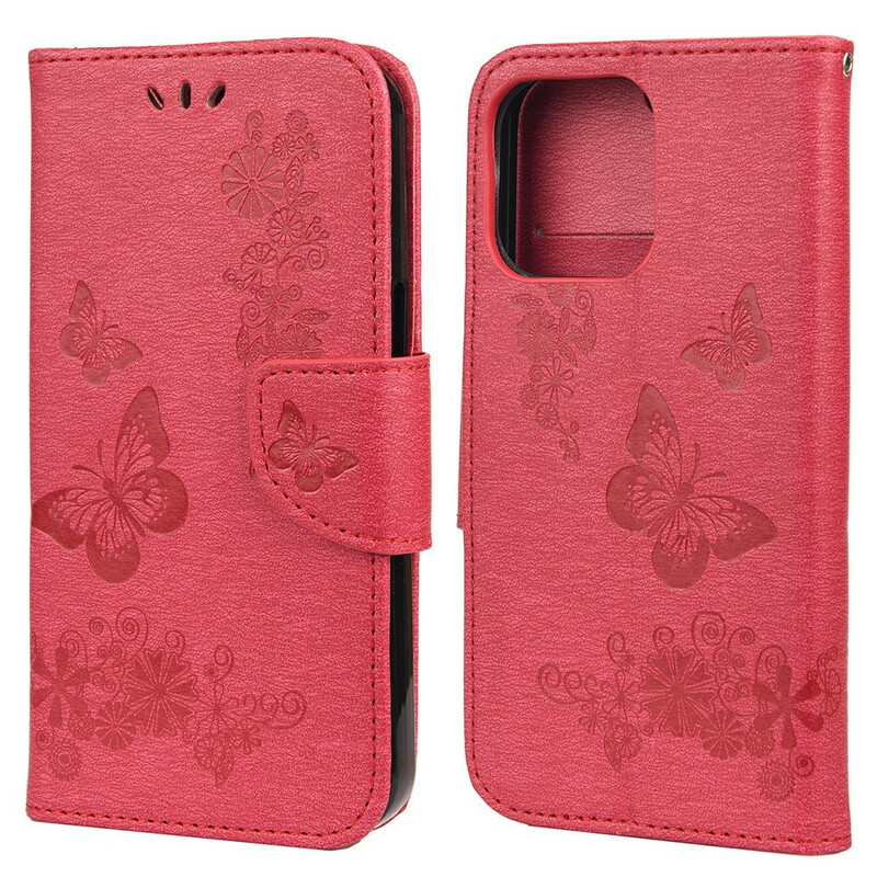 Funda para iPhone 13 Mini Splendid Butterflies con colgante