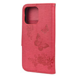 Funda para iPhone 13 Mini Splendid Butterflies con colgante