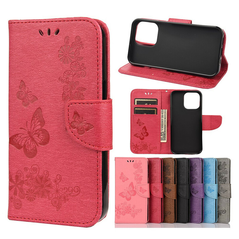Funda para iPhone 13 Mini Splendid Butterflies con colgante
