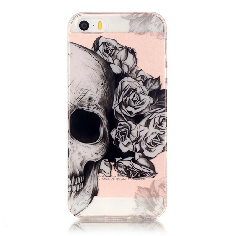 Funda transparente de calavera y huesos cruzados para iPhone SE/5/5S