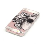 Funda transparente de calavera y huesos cruzados para iPhone SE/5/5S