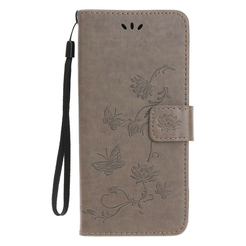 Funda para iPhone 13 Mini Mariposas y Flores con cordón