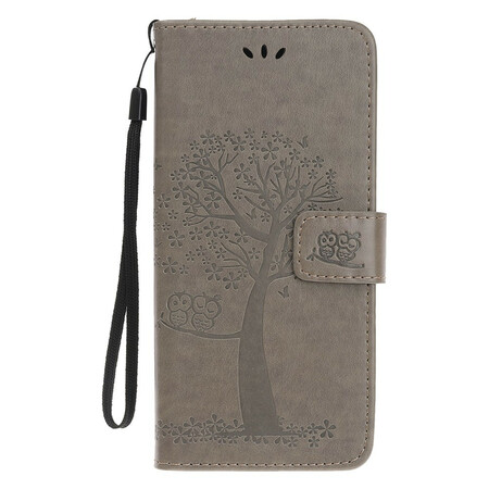 Funda para iPhone 13 Mini Árbol y Búhos con colgante