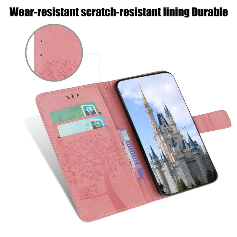 Funda para iPhone 13 Mini Árbol y búhos con colgante