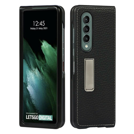 Funda de cuero Samsung Galaxy Z Fold 3 5G Soporte de anillo de lichi genuino