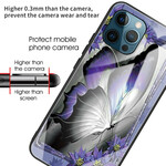 Funda iPhone 13 Pro Cristal Templado Mariposa Morado