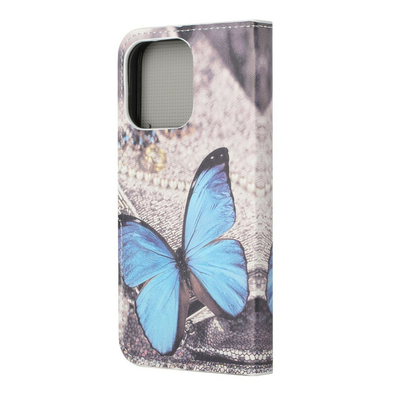 Funda iPhone 13 Pro Mariposa Azul