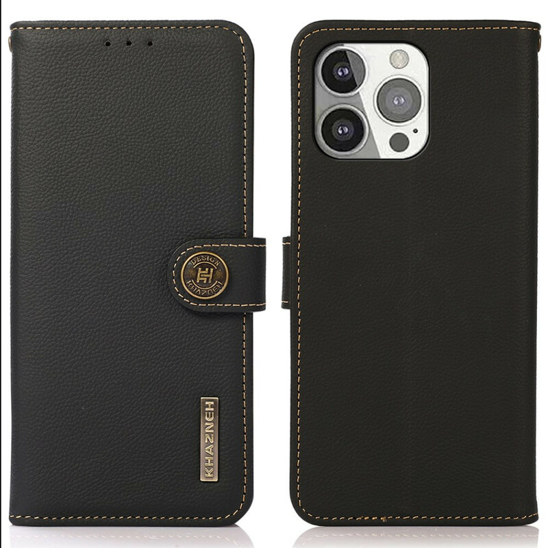 Funda de cuero genuino KHAZNEH RFID para el iPhone 13 Pro Funda de cuero genuino KHAZNEH RFID para el iPhone 13 Pro