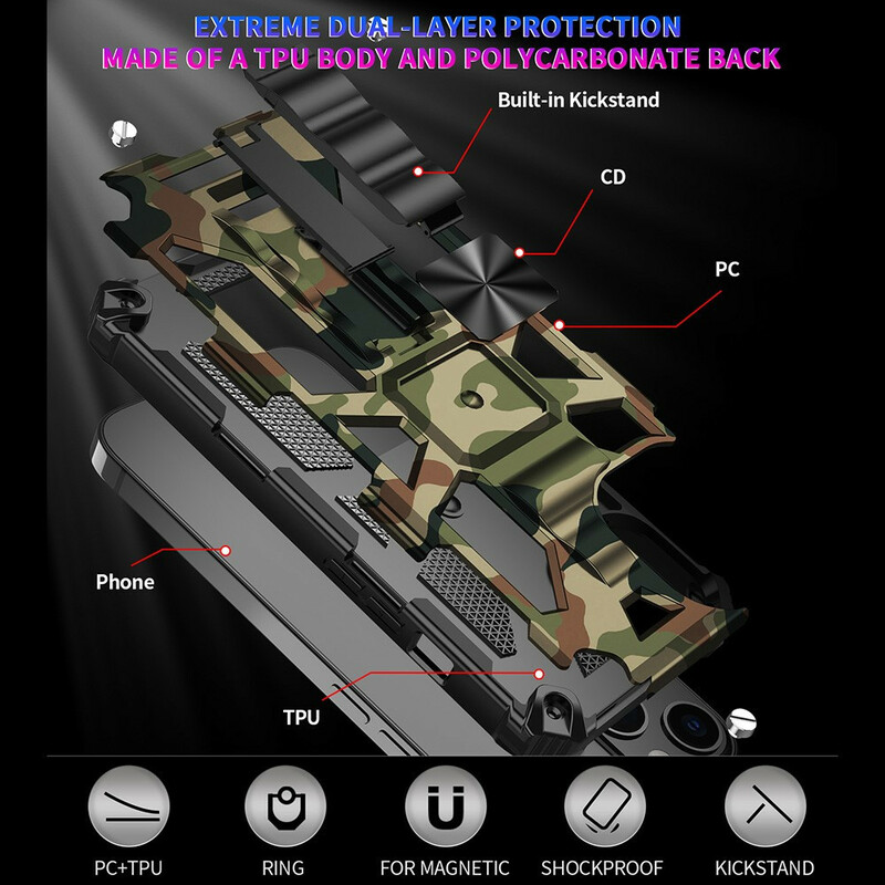 Funda extraíble de camuflaje para el iPhone 13 Pro