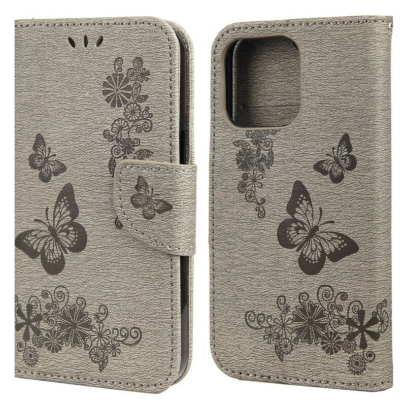 Funda para iPhone 13 Pro Splendid Butterflies con colgante