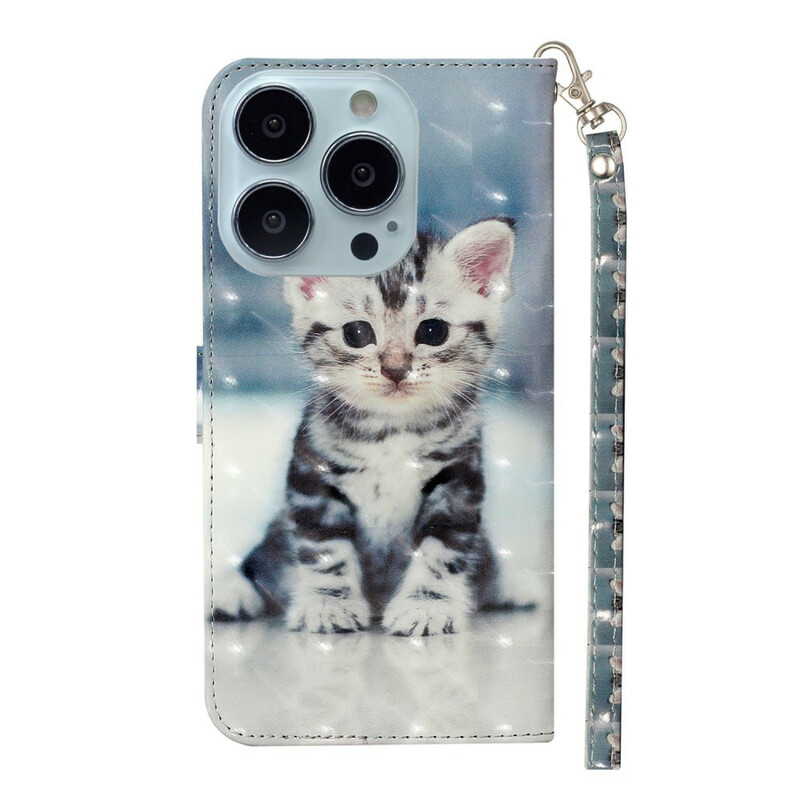 Funda para iPhone 13 Pro Max Kitten Light Spots con colgante