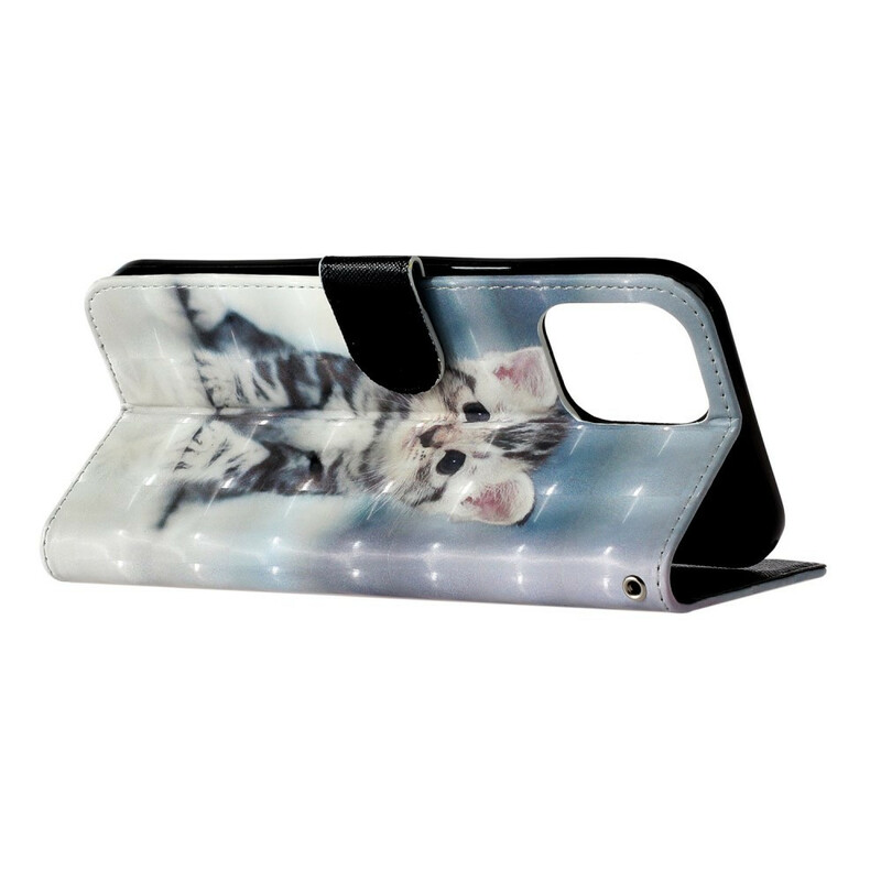 Funda para iPhone 13 Pro Max Kitten Light Spots con colgante