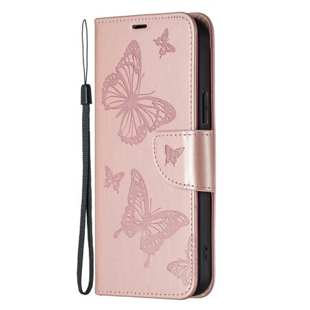 Funda para iPhone 13 Pro Butterfly Printed Lanyard