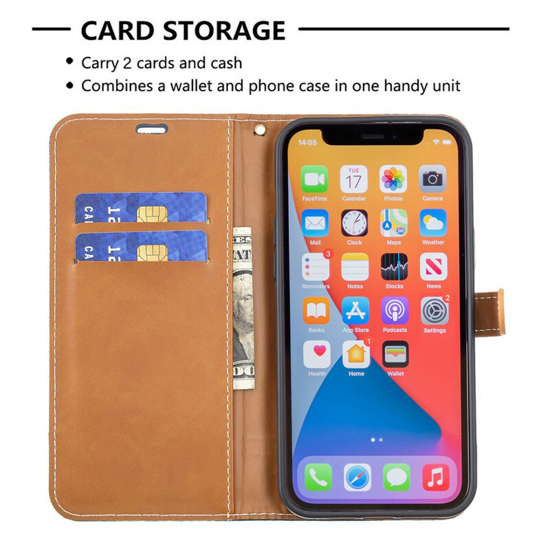 Funda de tela y colgante efecto cuero para el iPhone 13 Pro