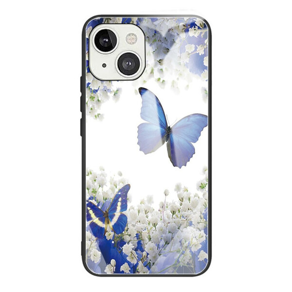Funda de cristal templado con diseño de mariposa para el iPhone 13