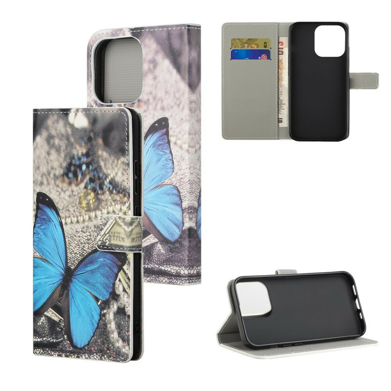 Funda iPhone 13 Mariposa Azul