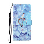 Funda para iPhone 13 Butterfly Diamonds con cordón