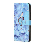 Funda para iPhone 13 Butterfly Diamonds con cordón