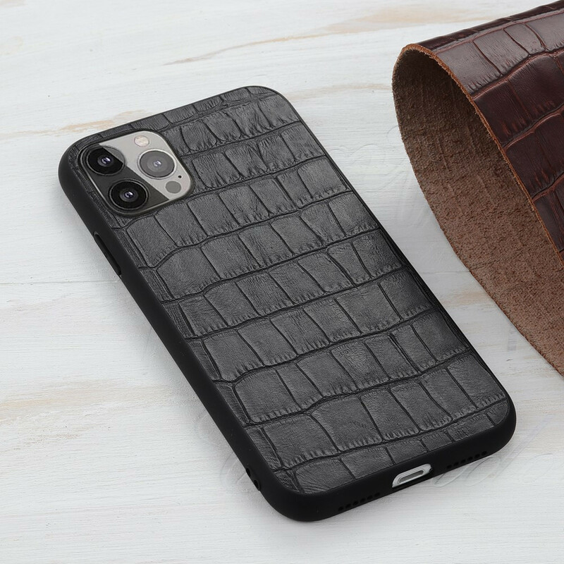 Funda de piel genuina para el iPhone 13 Pro Max con textura de cocodrilo