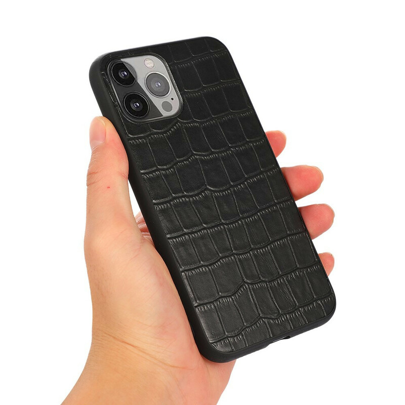 Funda de piel genuina para el iPhone 13 Pro Max con textura de cocodrilo