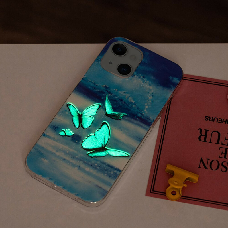 Funda fluorescente de mariposas para el iPhone serie 13